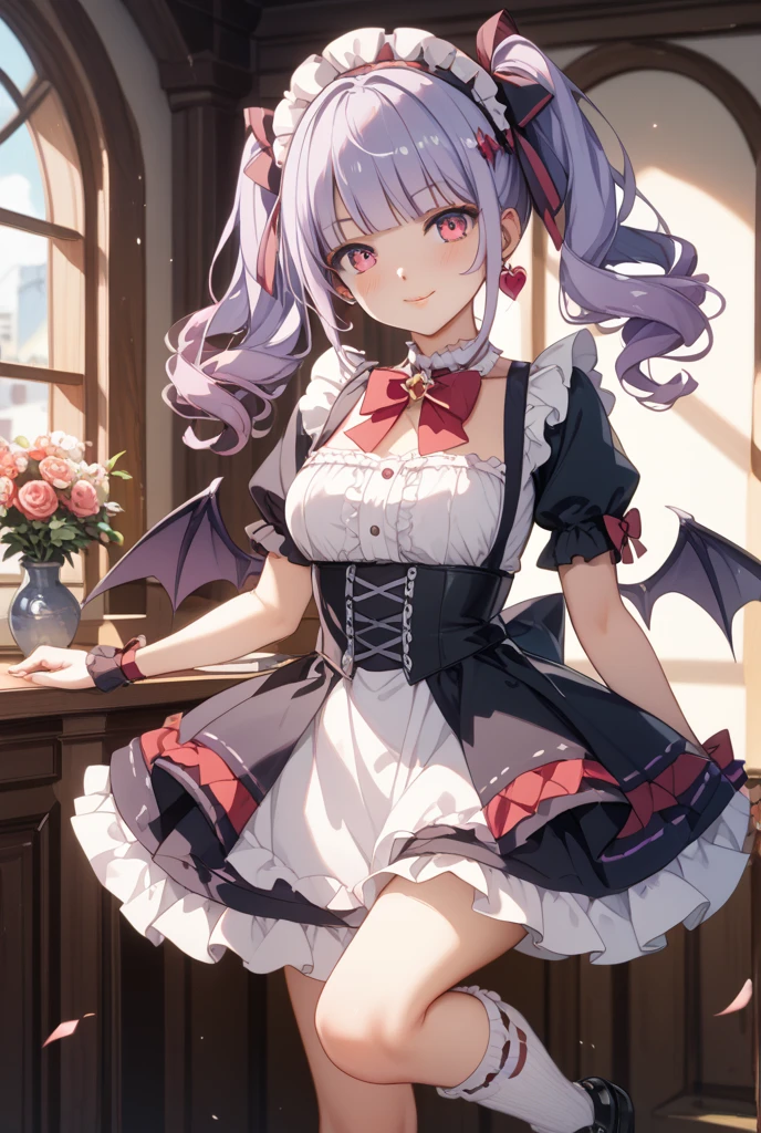 32k, best quality, ultra high res, HDR, UHD, extremely detailed CG, unity 32k wallpaper, bedroom background, ((cute succubus)), (maid), (1gal),
