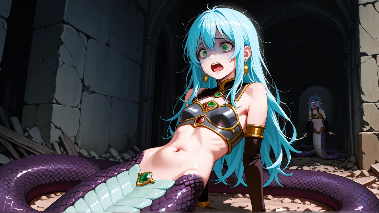 (best quality), (masterpiece), high res, all detailed, DQSage, long blue hair, red eyes, circlet, aqua cape, white dress, strapless, belt, elbow gloves, yellow gloves, yellow boots, medium cleavage, (white underwear, panties aside, torn clothes:1.2), BREAK (NSFW), solo, 1girl, looking away, (doggystyle, ALL FOURS), (tentacles sex, vaginal, extend tentacles:1.15), (rape, restrained:1.2), (one eye closed, crying, tears:1.2), drooling, saliva trail, sigh, blush, sweat, (forest, tentacle-pits), cinematic lighting, diffraction spikes,