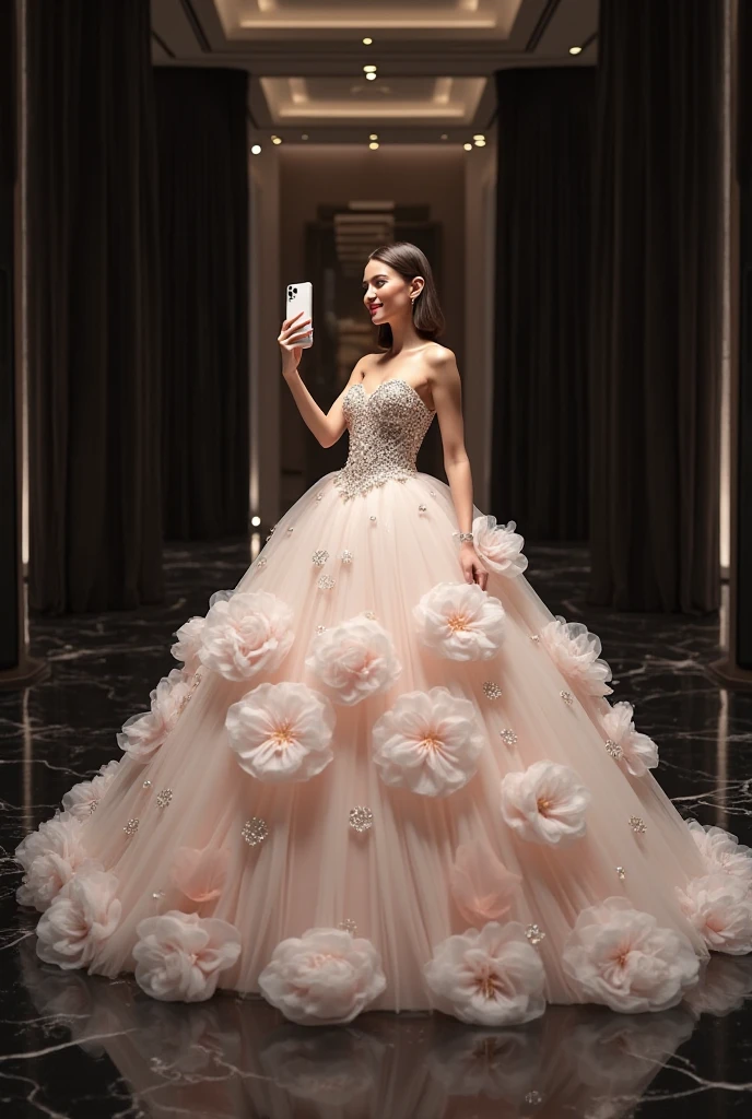 1girl,blush,eyelash,half updo,messy hair,make up,powder blusher,beautifully detailed big round dark brown eyes,double eyelid,supermodel,detailed shiny pale skin,smile,looking at viewer,
large breasts,
<lora:|r[POb:0.85>,
black hair,long hair,brunette,brown eyes,strapless dress,white dress,bare shoulder,earrings,jewelry,
looking at viewer,top down shot,from above,
flower,indoor,window,rose,plant,book,
masterpiece,best quality,high quality,highres,natural light,ray tracing,volumetric light,realistic,photorealistic,ultra highres,<lora:add_detail:0.5>,