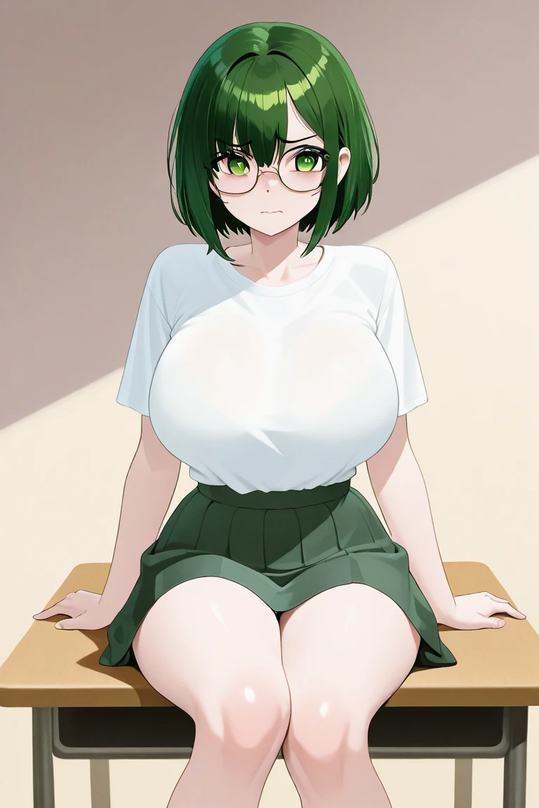 One Woman、Braided twin tails、Huge breasts、(Huge breasts:1.8)、Glasses、blue eyes、Green Hair、No pants,Watch Viewer, Sweating profusely, Vulgar,,The crotch is open,,show off,front,Spread your legs,Squat,Pee,pubic hair,ルビー色のpubic hair,pubic hairがはみ出ている,Ruby pubic hair,Pubic hair sticking out,The nipples are erect,Nipples are erect、Spread your with your fingers,