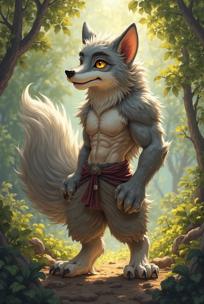 ultra-detailed, masterpiece, masterwork, high quality, best quality, hdr, (nature), nsfw, male, solo, hairy dragon, ((nude)), (little red body minotaur), (white chubby body), (long golden hair, yellow eyes), standing, dynamic angle, (micropenis, foreskin, perfect balls), public hair, (cross your arms), earrings