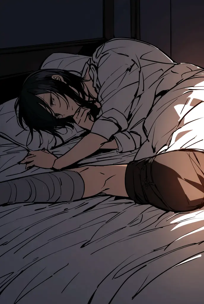 masterpiece,最high quality,Super detailed,High resolution backgrounds,8K,High Resolution,high quality,break,high school student,Unrequited love,smartphone、Bed,Japanese manga style, sketch, Colored pencil