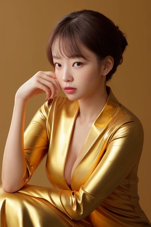 (top-quality､​masterpiece)、Photos of Japan women、女の子1人、(Drooling 1.8)、(crouching down)、(The sheen、latex suit)、Shorthair、closing eye､red lipsticks、Opening Mouth、Shower room