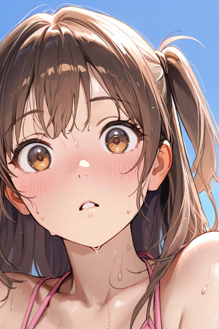 (((Browsing Caution, Close Up Facial , Front view , From below , Movie angle))) ,(On all fours), break 1girl, 20-year-old, (close your eyes),(((Embarrassing, Excited, Fascinating, In the heat, orgasm,Blushing,shortness of breath, Very humid,vapor、Man grabbing woman's breasts))) , break (((Bright pink and green hair))),(Semi-long hair tied in one piece、Add a light pink ribbon to the end.:1.3),(((Two-part bangs , middle part, Bangs parted in the middle, Side-swept bangs))), (amount:1.3), (Small breasts:1.0) ,((Sweaty skin, Dripping , girl trembling with Sexual climax, Cum in pussy, pubic hair)) ,Thin dots, feminine, Slightly muscular, Dynamic pose,((((vagina,Sex, A boy and his penis,Heterolo, Women in front and men in back , dorsal position, Cum in pussy, pubic hair)))), break, (((White - Solid - Short Sleeve - Safari Shirt ,Bottomless))), break, (((Midnight,On the bed))),(masterpiece), (Realistic), (Highest quality), (Super detailed), wonderful, ((A face with attention to detail)) , clavicle, High resolution , (Super detailed), Smooth, 16K, Vibrant colors,vagina,Sex,