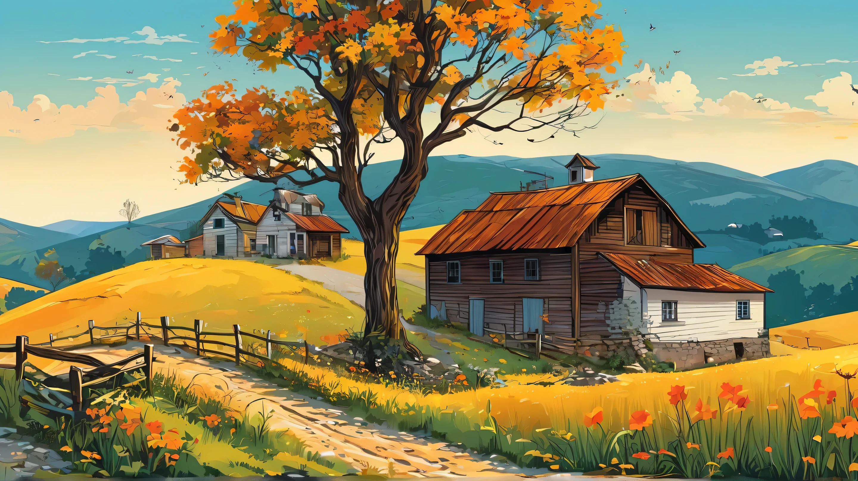 Vector illustration，rural