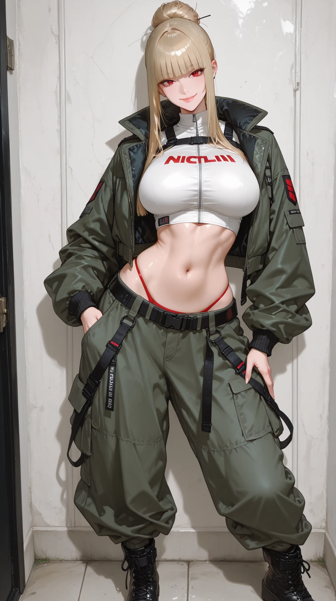 Best sexy small breasts wearing only a box boot high barrel ammo belt braid hair virtual reality glasses green backpack iron mask using a nsfw rifle