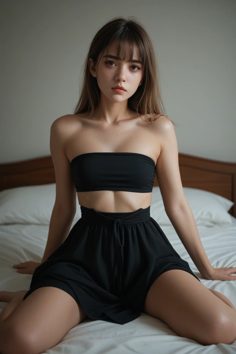 1 European and American cat girl beauties:Imperial sister，Beauty model，White see-through shirt uniform（Short to the waist），Black lace underwear partially exposed，Expose her belly，Black hip-wrap skirt（bib），Hot and sexy body，long, floated hair，Wear black stockings，Thin limbs，Snow-white skin，There is light in the eyes，Melon seed face，fiery red lips，Make provocative and seductive gestures，curlies，Lie upright on the bed，Blonde hair，enchanting，Blue pupil，domineering side leak，二重まぶた，Large breasts，It has cat ears on its head，There are nine cat tails on the butt