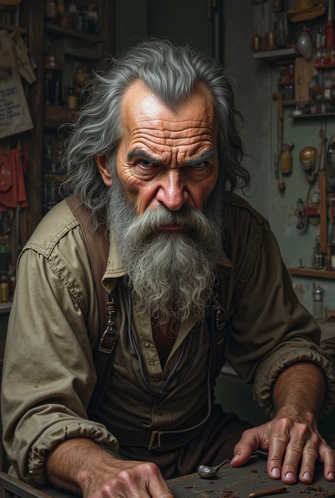 Homem velho morando no lixo, Dirty old man in misery