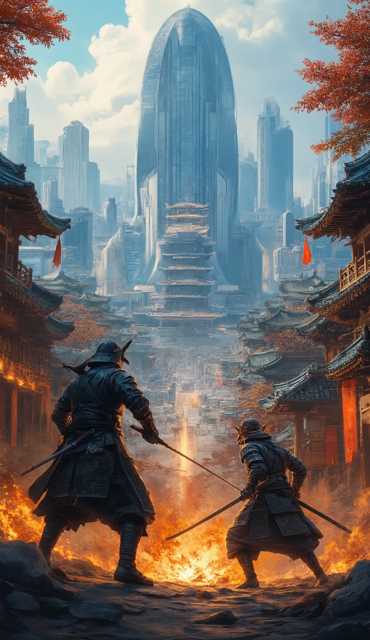 in high-definition images、Battle of Hakoya-seki、ロス・トランの写真です♪絵のように美しい背景、Hakoya-seki city walls and pavilions、digital painting、cyberpunk、High definition background is an ancient castle、China's Dream City、非常に詳細なdigital painting、Highly detailed view in front of the gate、Detailed Scenery。