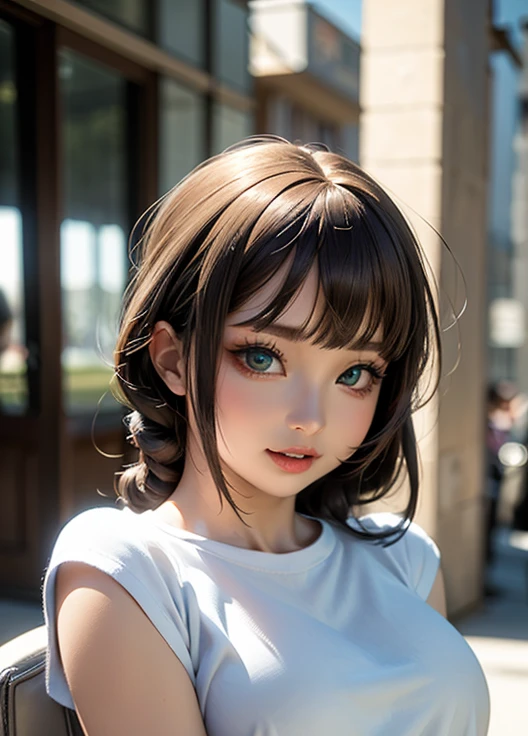 Anime girl holding a cup of coffee and a straw in her hand, Realistic anime 3 D style, Realistic cute girl painting, Guviz-style artwork, Kawaii realistic portrait, Realistic young anime girl, anime styled 3d, 3 d anime realistic, 🤤 girl portrait, anime realism style, Cute anime girl, Cute detailed digital art, lovely digital painting
