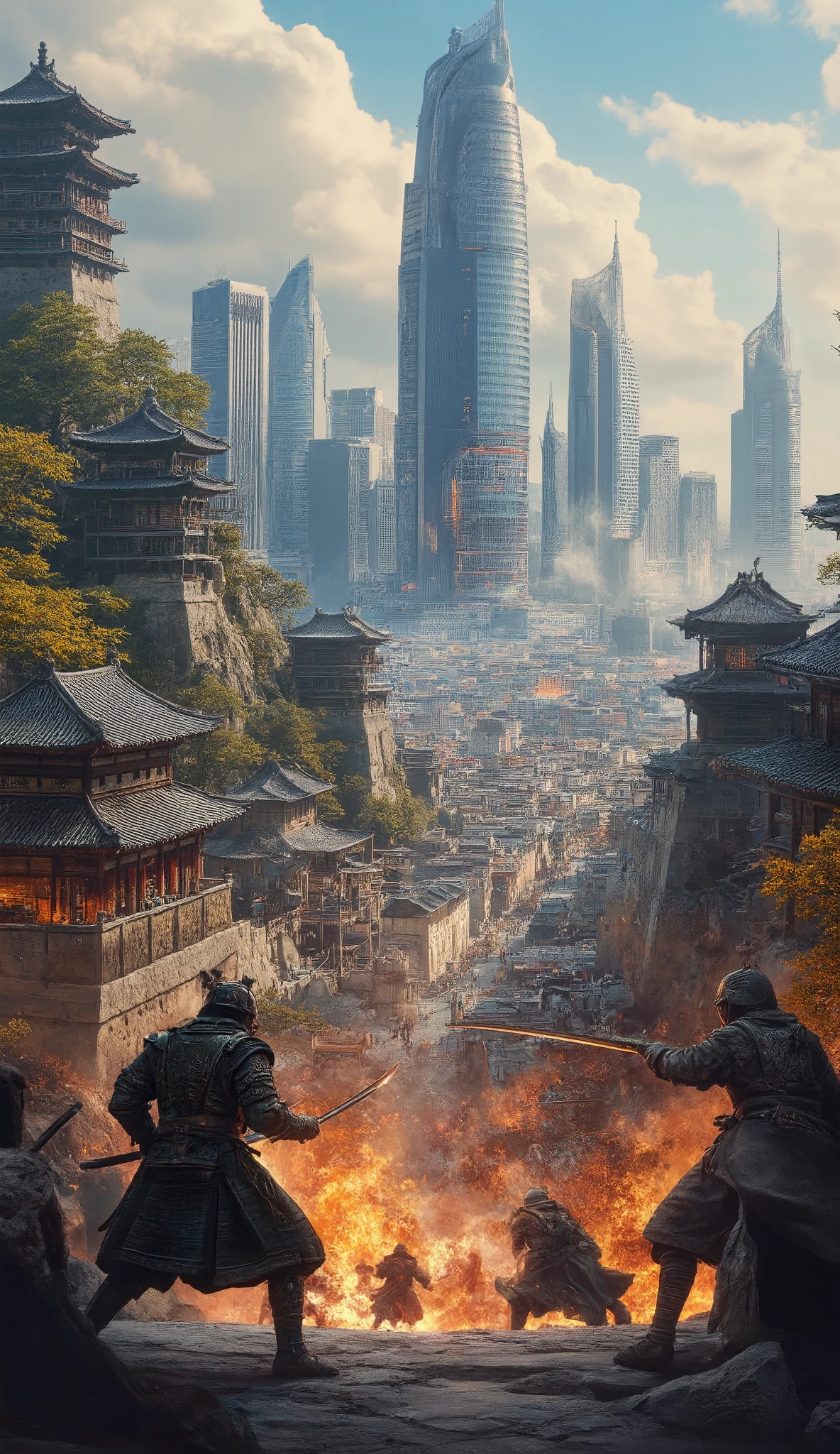  in high-definition images、Battle of Hakoya-seki、ロス・トランの写真です♪絵のように美しい背景、Hakoya-seki city walls and pavilions、digital painting、cyberpunk、High definition background is an ancient castle、China's Dream City、非常に詳細なdigital painting、Highly detailed view in front of the gate、Detailed Scenery。