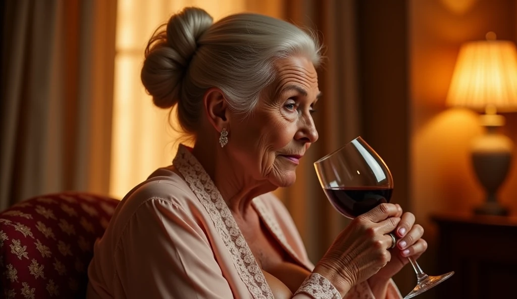 A old women drinking blood