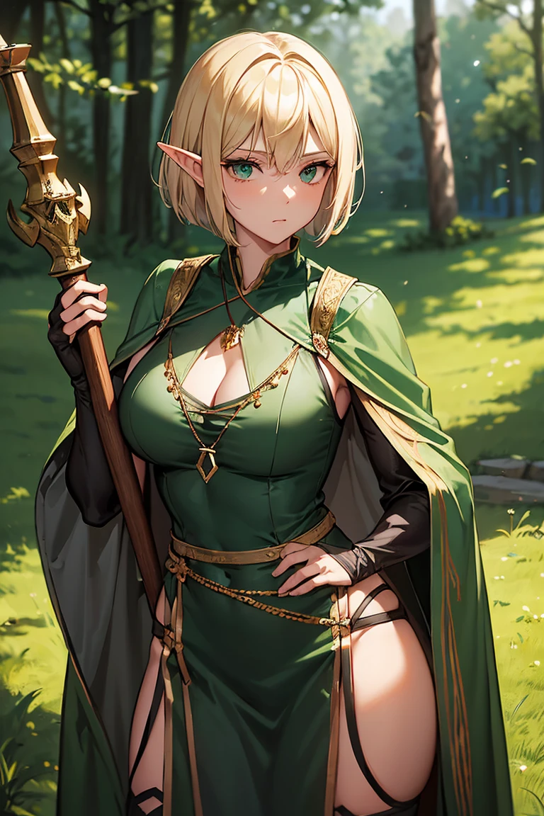 fantasy, 1forest_elemental_girl, tiny,(dark_skin)0.9, (using_leaves_clothes, green_leaves_covered_breasts, leaves_covered_pussy)+++,(gigantic_heavy_tits:1.1), walking, (smile, sleepy)+, medium_hair, navel oil, (winding_vine_around_torso)++, forest_background, leaves_headgear, green_leaves_cape, spread_arms, large_staff, leaves_thighhighs, big_ass,solo