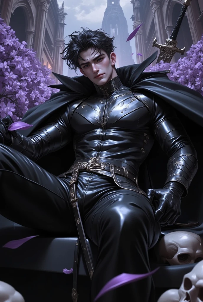 masterpiece, ultra detailed artistic photography of a beautiful guy vampire model, 1guy, perfectly drawn face, A majorelle cloak fluttering in the wind, high heel knee high boots, leather gloves, art by alberto seveso, ink flow, 8k resolution, photorealistic, ultra-high quality, very long wavy white hair, fashionable Victorian uniform, photoshoot set detailed background, covered navel, 32k, long hair, full lips, curvy guy, perfect anatomy, cinematic lighting, intricately detailed, complex, elegant, volumetric lighting, glitter