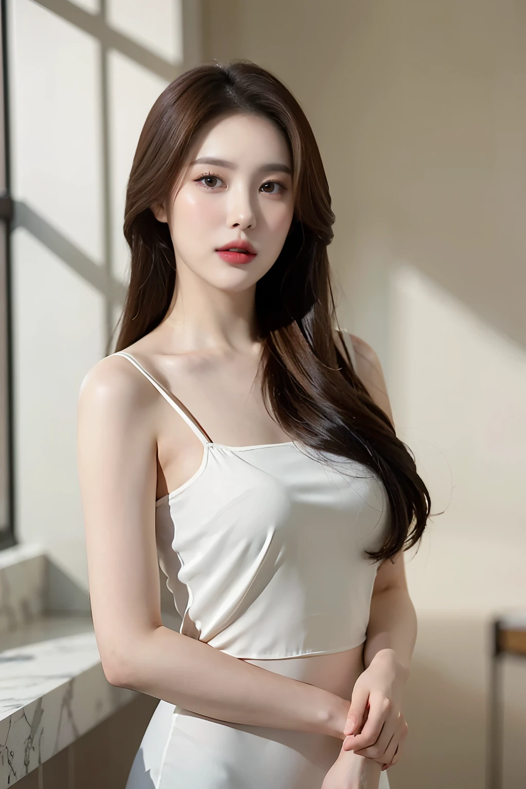 1girl,model pose,smirk,skinny,large breasts,(ulzzang-6500:0.4),<lora:microwaist_4_z:0.5>,<lora:skin_tone_slider_v1:-0.5>,<lora:ran:0.4>,skirt,office lady,skyline,office,<lora:suna_v1:0.9>,upper body,high quality,realistic,