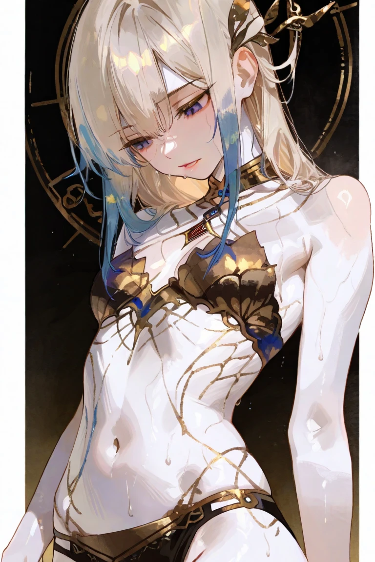 leaning back with hands out in the air,girl、high school girl、(masterpiece, highest quality, official art:1.2), (flat color:1.5),(colorful),looking at the viewer,1 girl,alone, white background, ,(2D:1.5) ,NSFW