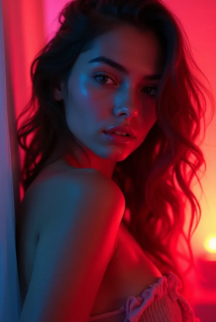 a naked camgirl, erotic poses, revealing outfit, sensual expression, adult webcam, closeup, high contrast lighting, vivid colors, detailed skin texture, (best quality,8k,highres,masterpiece:1.2),ultra-detailed,(realistic,photorealistic,photo-realistic:1.37),dramatic lighting,cinematic composition,moody atmosphere