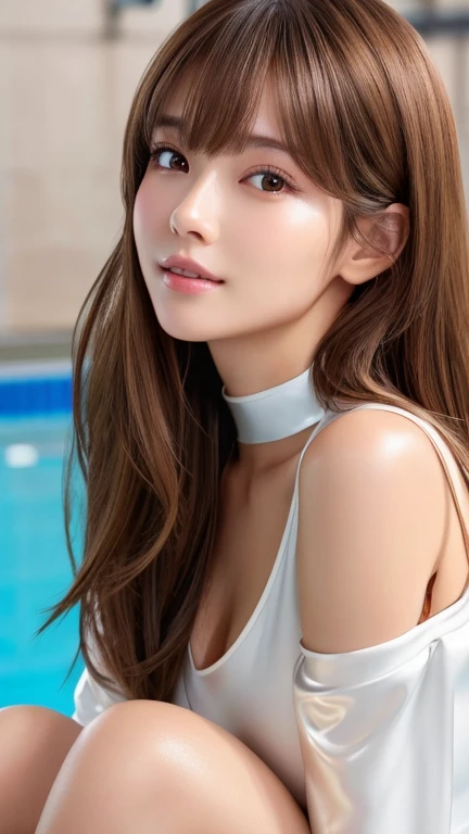 ((Genuineライティング、Highest quality、8k、masterpiece:1.3))、8k、Clear focus:1.2、Browsing Caution、（nude:1.5）、((Genuine)) 、((Genuine light、Highest quality) )、Model body type:1.4、(Dark brown hair、outside:1.8)、Dark brown eyes、Long Hair、Resort、At Nangoku Hotel、(24-years-old:1.3)、Highly detailed face、Beautiful Eyes、double eyelid、necklace、Put your hair over one eye、High heels、eyeliner、Please comb your hair、Blue sea view、liberation、Model pose、(nsfw:1.5)、