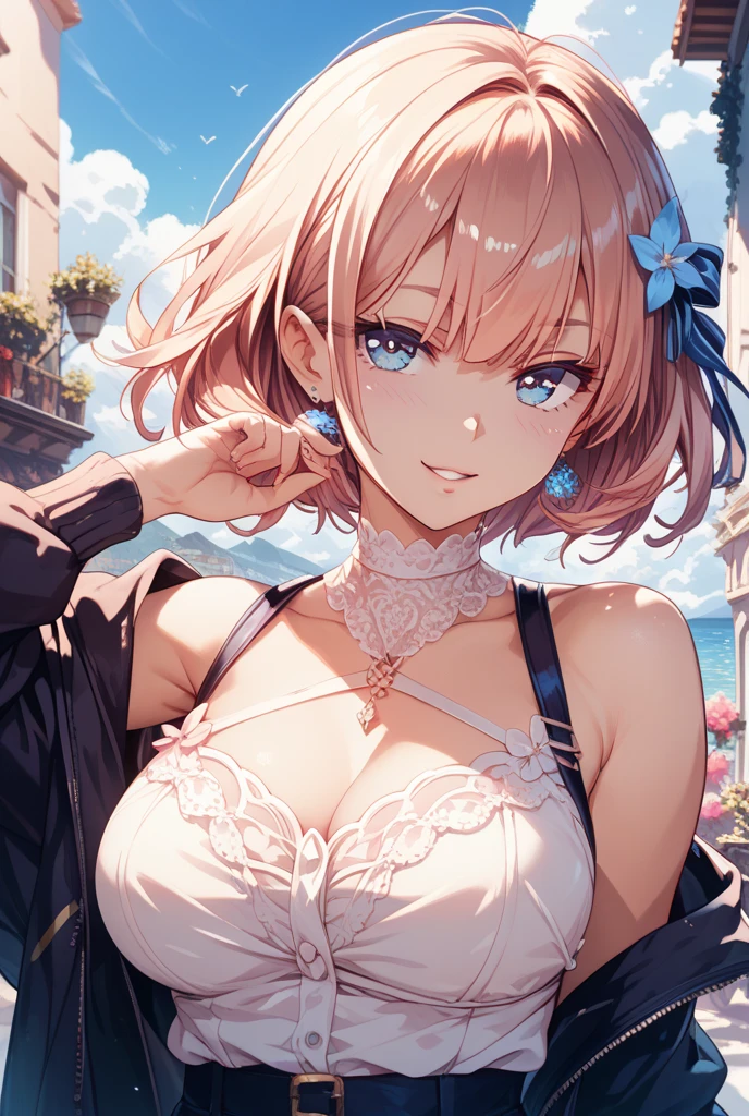最high quality、best image quality、masterpiece、girl((20-year-old、 By becoming、vest bust、medium bust,wide open breast tea、shining eyes, blonde、long hair、thin,highest valley、ponytail、Very short shirt、short belly sports pants、cool pose、Please bring your smartphone、sweating、smile、forward leaning movement、diamond earrings、white gloves、cute pose)),high quality、beautiful art、background((casino))、Flight、debris flies、Depth of written boundary、movie、visual art、perfect art、8k,genuine、
