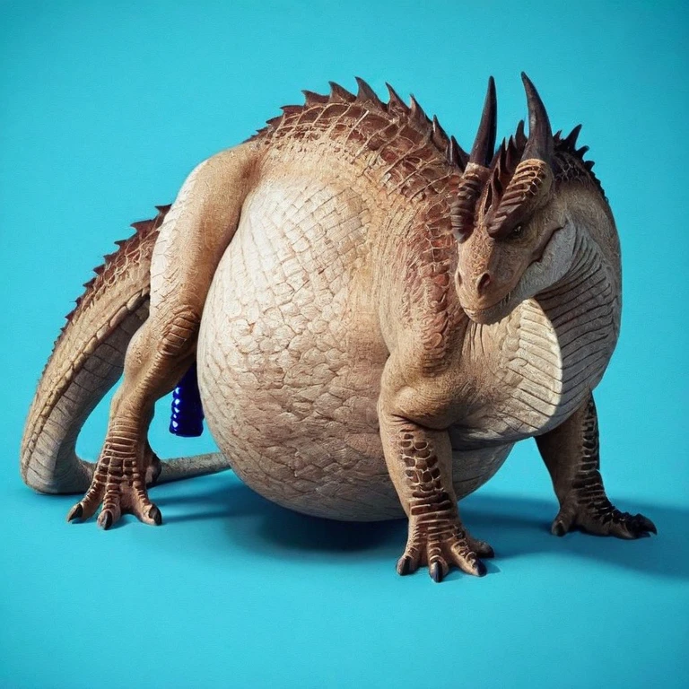 feral Dragonite, ((((hyper  erected tapering , precum, sitting, hands on , gaping, front view, feral)))), , blue blank background