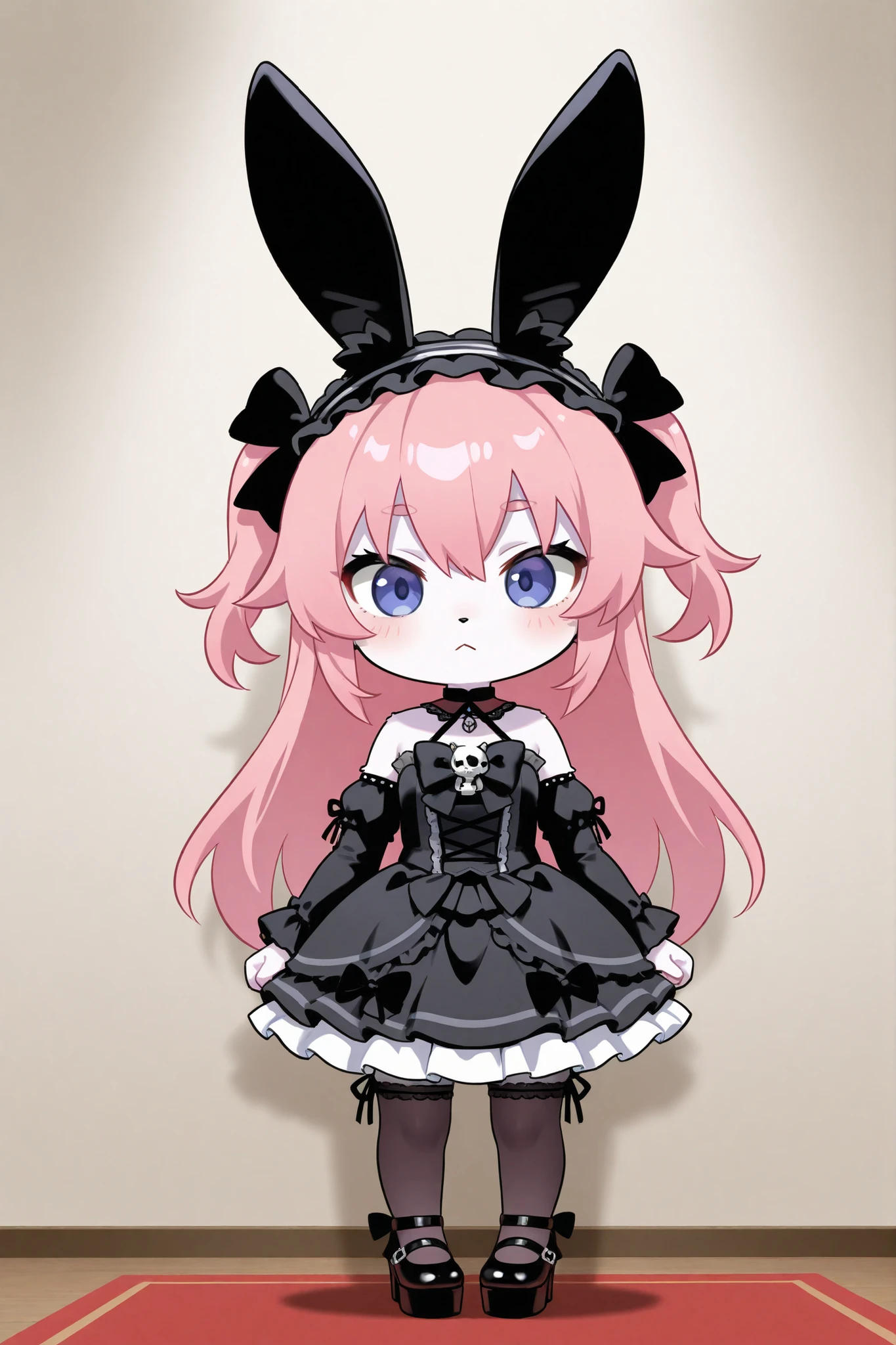 zPDXL, score_9, score_8_up, score_7_up, source_anime,
1girl, solo, <lora:Rizelmine_v2-20:0.8> rizel, ahoge, short hair, hair ornament, hairpods, pink hair, blue eyes, petite, flat chest, punk wearing a ripped mesh bodysuit with leather harness detailing,babydoll dress with a bold graphic print, paired with torn mesh stockings,knee-high lace-up boots, deep shade of indigo undercut, lip piercing, mascara,silver skull rings,spiked choker,leather studded cuff bracelet, (portrait), <lora:PossumMachine_v2:0.8> possmach