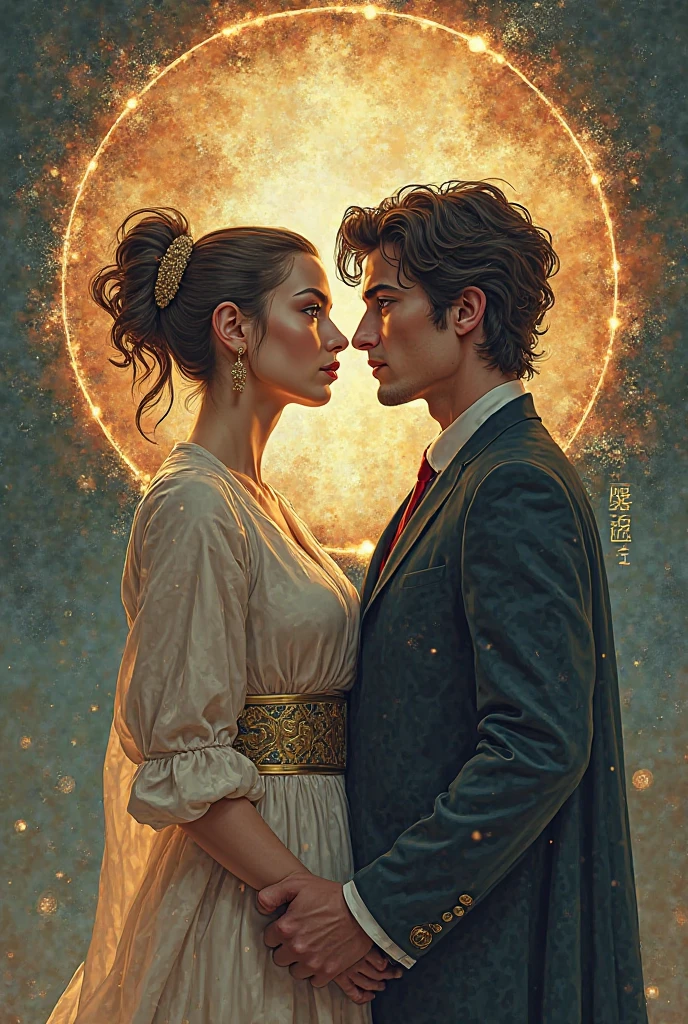 In a celestial landscape, four people dressed luxuous, differents faces, they are all darkskin, the are kissing, (((young, in 20's))) (((two brown skin men and two brown skin woman))), (((two young brown skin long dark hair duke:1.3))), (((one brown skin blonde hair pregnant1.5 woman))) and (((one short brown hair woman no pregnant))), (they are two différent and separate couple1.2). (Two couple of four people:1.2). The first couple is a brown skin duke long dark curly hair with a ginger long hair pregnant woman. The second couple is a brown skin duke curly dark hair with a short brown hair woman, (((blonde hair brown skin woman is pregnant and brownskin:1.5))) trying to kill him with a knife, dangerous scene, war, battle
