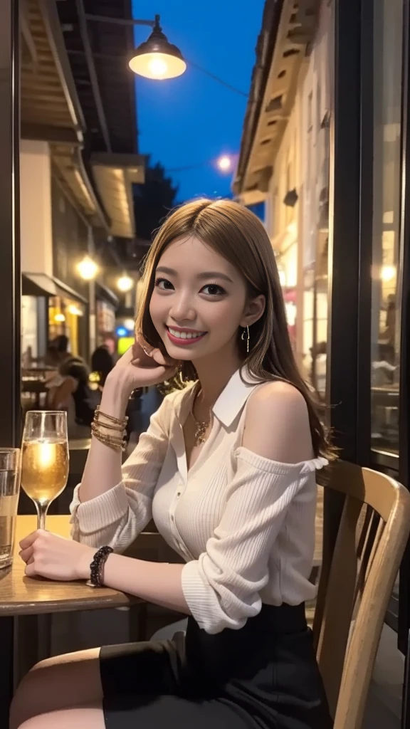 8K、RAW Photos、Highest quality、Super detailed、Super Resolution、Ultra HD、8K壁紙、Amazing details blazer uniform girl ((White blouse with formal collar, Blue Blazer,
Red Check Skirt, Red checkered ribbon on blouse)), Complete limbs, Full Finger,
(((((Starbucks)))))、(((((Cafe table with ocean view)))))((16 year old female student))、(((((Eat cake、Drink coffee、smile)))))、(((Heart Necklace、Gold bracelet)))
(((Emphasize cleavage)))
((((Full body photo、The whole body is visible、Full body portrait))))