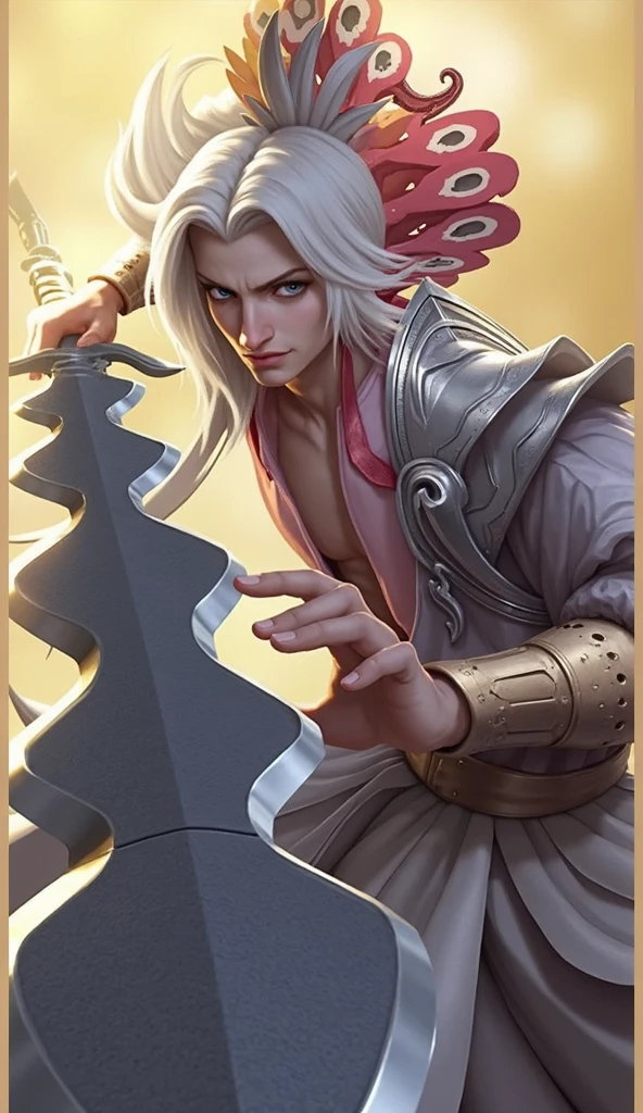 masculine male, masterpiece, ((perfect eyes)) best quality, (semirealism:1.9), beautiful lighting, (extremely detailed CG unity 4k fhd wallpaper), High Detail, Sharp focus, dramatic outdoors, 1 boy ,19 years old, white hair, light purpel eyes, smile.