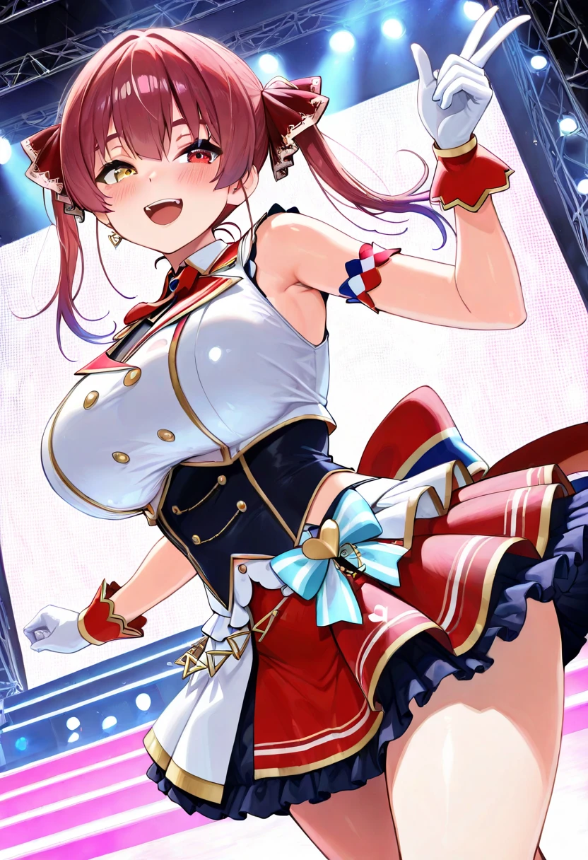Anime illustration、Youth Manga Style、High resolution、Fantasy、Close-up of a person、Voluptuous busty beautiful girl dances on the theater stage、Perfect proportions、Cowboy Shot、Heavy