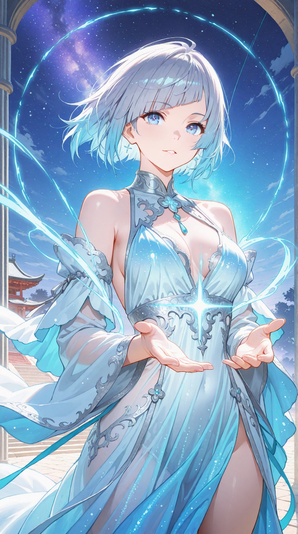 best quality, masterpiece, highres, solo, (sena_bluearchive:1.10), bare shoulders, bead bracelet, beads, china dress, chinese clothes, dress, jewelry, looking at viewer, sleeveless, sleeveless dress, bracelet, smile, medium breasts, thighs, cowboy shot, :d, open mouth, 17 <lora:sena_bluearchive:0.80>