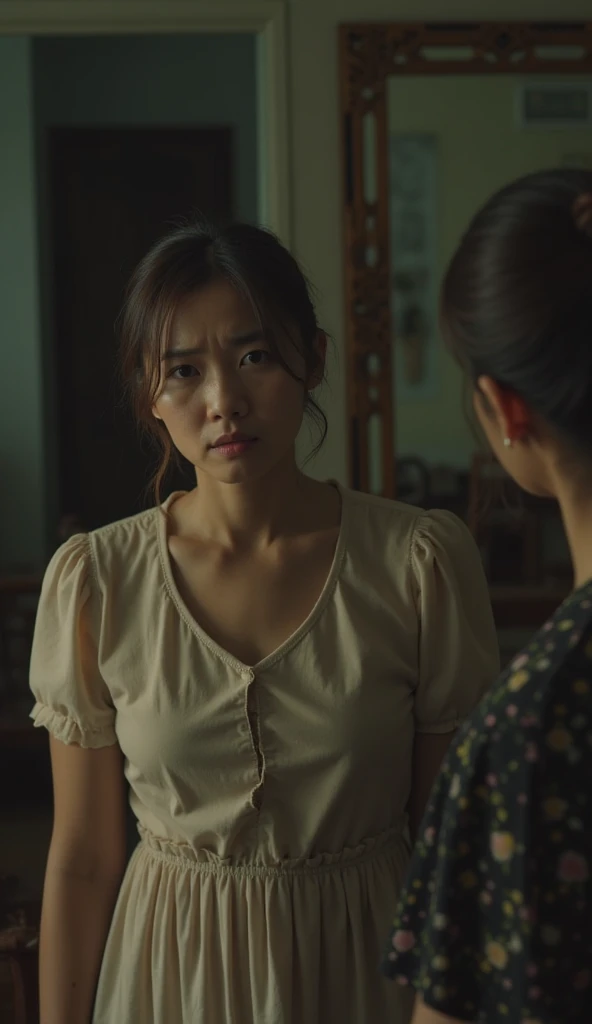 solo,  stand in the kitchen,  a malay girl, milk falls on the chest area of the shirt, sad face, head tilt, eye close, wet shirt with milk, (delicate illustration:1.4), (renaissance art:1.4),  (masterpiece:1.0), (best quality:1.4), (ultra highres:1.2), (photorealistic:1.4), (8k, RAW photo:1.2), (soft focus:1.4), (20yo:1.3), (sharp focus:1.4), detailed beautiful face, cinematic lighting, movie shot angle and framing,