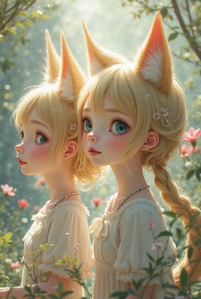 Blond-haired triplets, COM CASACOS DE PELE.