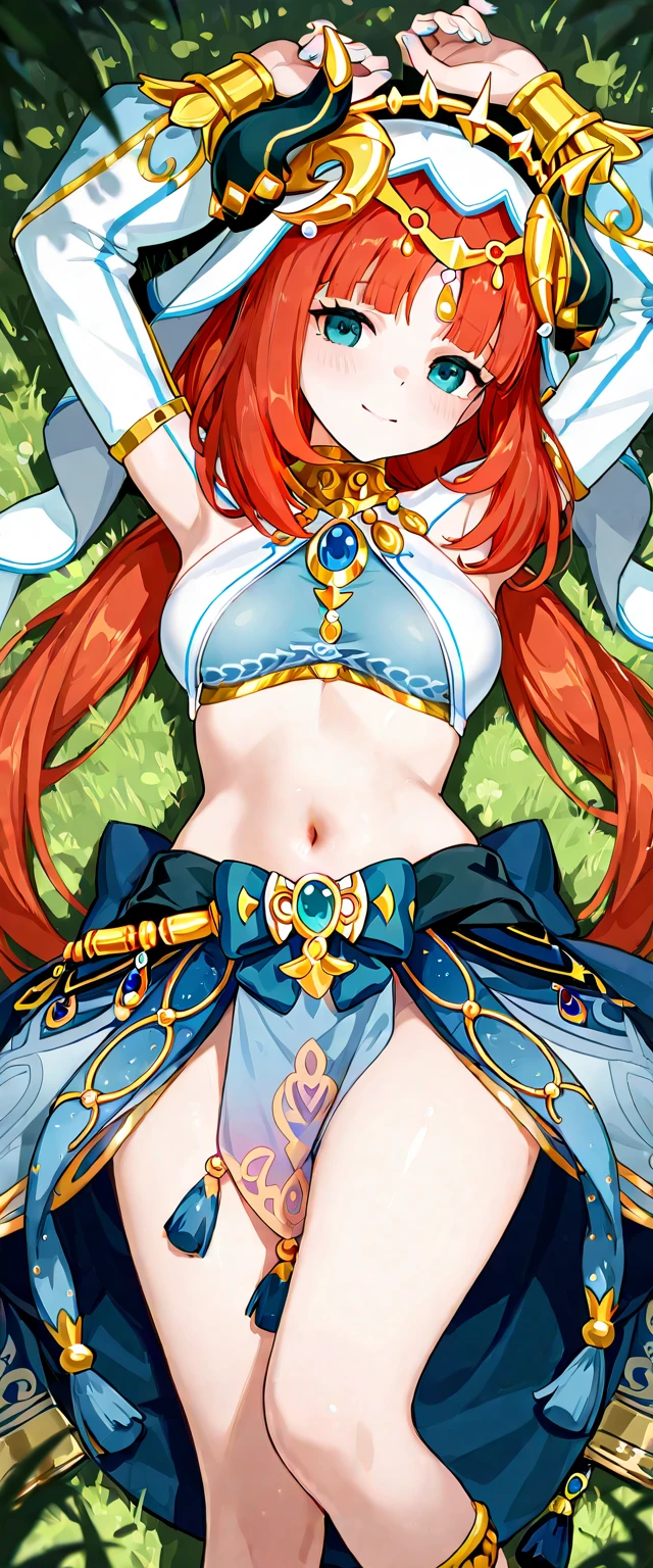 a close up of a cartoon picture of a woman with a sword, Anime goddess, red haired goddess, rias gremory, pixiv 3dcg, zerochan art, | fine detail anime, Beautiful goddess, ((a beautiful fantasy empress)), she has long redorange hair, Best Rated on pixiv, knights of zodiac girl, full art