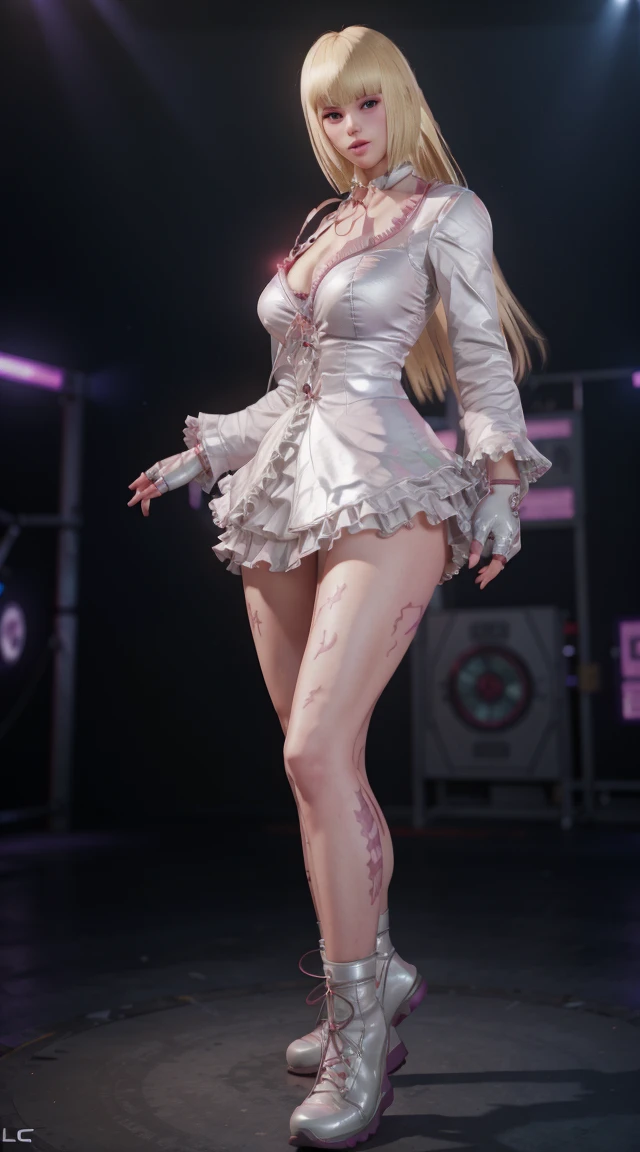 highest quality、surreal、perfect anatomy、crowded downtown area、Wet and shiny white skin、model body shape、silver hair、black micro bikini、nine-headed body、blush、collar and leash、Ahegao、skirt、sneakers、Fishnet tights、