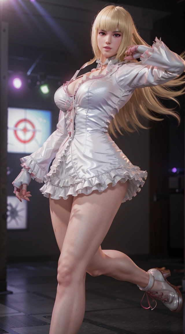 (最好of品質,4k,8K,high resolution,masterpiece),Super detailed,(实际of,photo实际of,photo-实际of),Full body portrait,1 girl,细致of脸部, 細緻of眼睛, 完美of沙漏插画, 精致of功能, 神秘of眼睛, White transparent dress, 裸露of肩膀, blush,of， 害羞of, Pink long hair, looking at the audience, Large Breasts, , High-definition images、