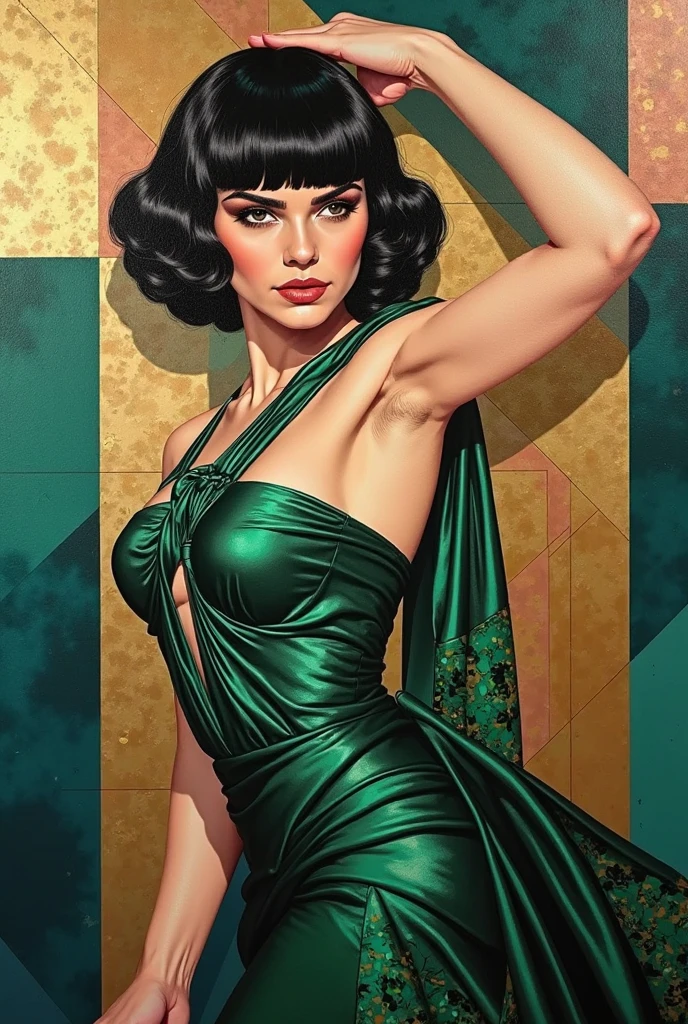A painting of MargauxCipher wearing a flowing dress, with cubist elements, closeup, precisionist art, shiny/glossy, highly realistic, lavender purple and neon green, pixelated portraits, bold geometrics,
sexy, nsfw,
<lora:armstrong-04:1>