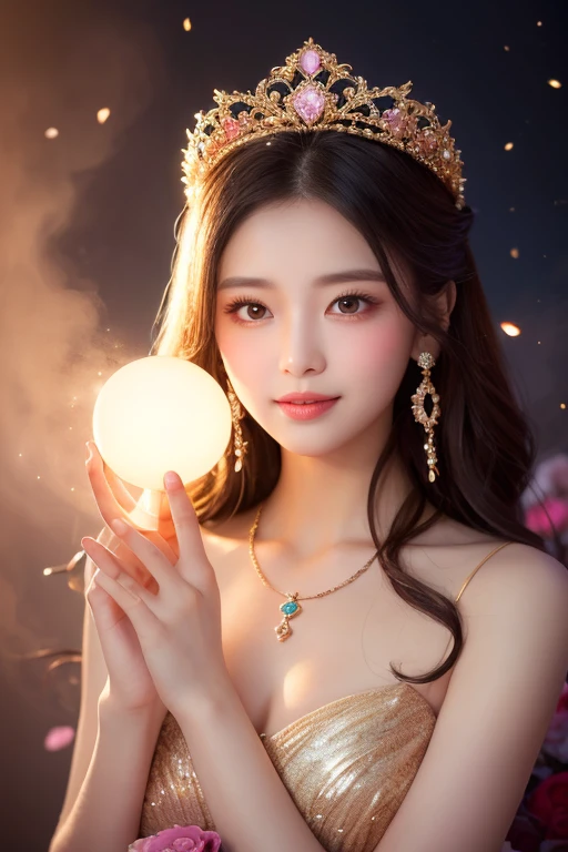 she has beautiful small eyes and long natural eyelashes, she has small but little full rose lips, high quality, 8K Ultra HD, masterpiece, beautiful woman, create a whimsical moment where zoltar magical geode ball creates a big bang super nova powerful and luminous explosion of a star, quantum fluctuations, cosmic rays, gravitational waves, milky way in the style of tarot and microsoft 3D pinball space cadet, double long exposure movie still, best quality, masterpiece, highres, 1girl,china dress,hair ornament,necklace, jewelry,Beautiful face,upon_body, tyndall effect,photorealistic, dark studio, rim lighting, two tone lighting,(high detailed skin:1.2), 8k uhd, dslr, soft lighting, high quality, volumetric lighting, candid, Photograph, high resolution, 4k, 8k, Bokeh, she has beautiful small eyes and long natural eyelashes,