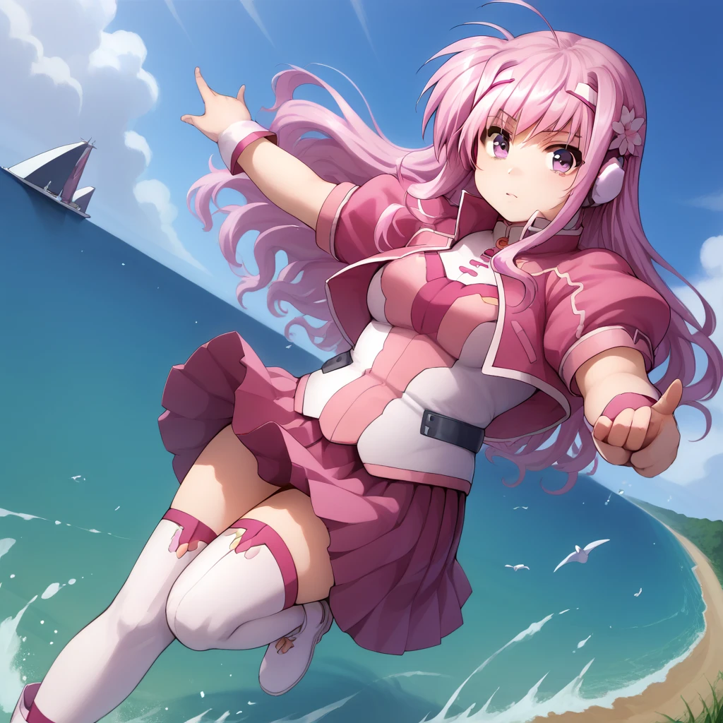 masterpiece, best quality,ultra detail, <lora:anmnr01:0.3>  <lora:add_detail:0.5>,<lora:GoodHands-vanilla:0.8>,1girl,flash effect,open mouth,ocean,big wave,cloud,sunshine, <lora:RiderKick:0.8>,rider kick,rider belt