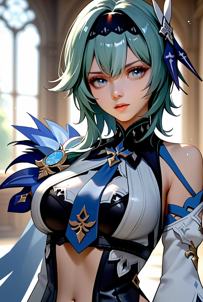 1girl,realistic,short hair,green eyes,empty eyes,purple hair,gigantic breast, uniform,sailor suit,skirt,extremely detailed eyes and face,longeyelashes,beautiful detailed lips,masterpiece,upper body,blue background