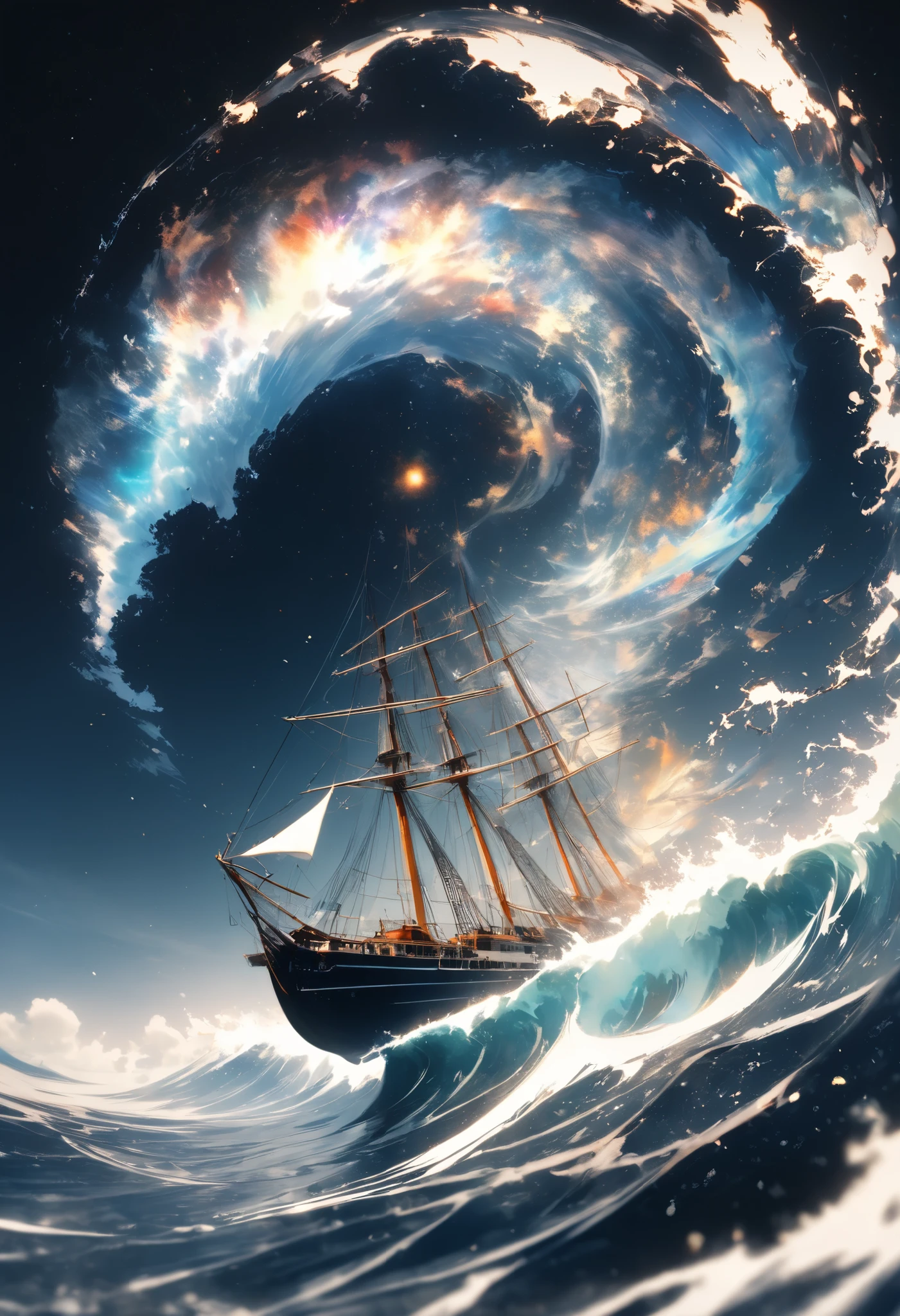 A Voyage to Space, We sail into aesthetic space on an old, beautiful sailboat, with minimal equipment, Absurd Wave Splashes Generating from a Boathead、We set sail on a cosmic high sea called art, ARW,
BREAK ((Multiple Exposure, I will keep records in my diary, Our Voyage to Space)),