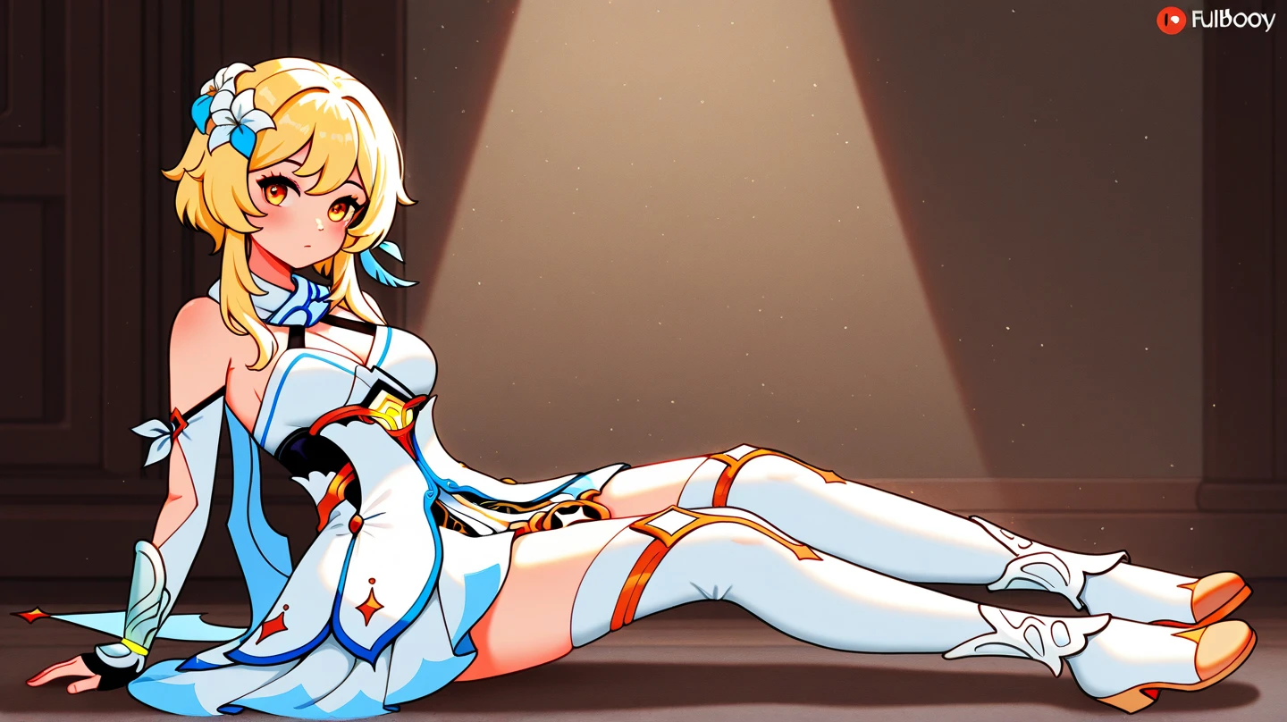 (((1 girl in)),Ray traching,(dim lighting),[detailedbackground(bedroom)),((silber hair)),((silber hair)),(Fluffy silver hair,Slender girl))))Avoid blonde eyes in a sinister bedroom((((Girl wears intricately embroidered black high-waisted pants with pantyhose and white ruffled bow gloves))、Delicate slim figure and graceful curves、Correct limb、Sitting on the bed