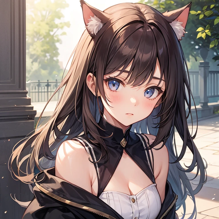 One Girl, Fox Girl, Fox&#39;s Tail, Nine-Tailed Fox,Fox Ears, Black colored hair, Fox Makeup,One Girl, Kimono with open chest, Body size is 100-70-90!, Nice body, Avatar, face, Open chest, lewd face, Dominant representation, naughty face, Big Breasts, Emphasize cleavage,Show bare skin, Skin is visible, With legs apart, Show off your thighs, M-shaped legs, A beautifully patterned kimono,Red and black flowing water pattern kimono, I can see her cleavage, Muscular, Uplifting, Abdominal muscles, Exposed skin, Long Hair, Skin Texture, Soft breasts, Large Breasts, Standing in a grassy field, outside, Blue sky,Composition facing directly ahead, Grab your breasts with both hands, Fingers digging into breasts, Developmental atmosphere, god秘的な絵, god々Cool atmosphere