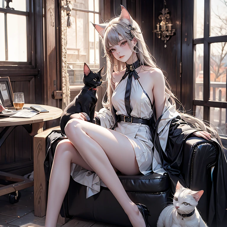 anime - style image of two women dressed in corset and cats, wlop and sakimichan, attractive cat girl, artwork in the style of guweiz, fantasy art style, 2. 5 d cgi anime fantasy artwork, fanart best artstation, by Yang J, trending on cgstation, wlop and ross tran, guweiz