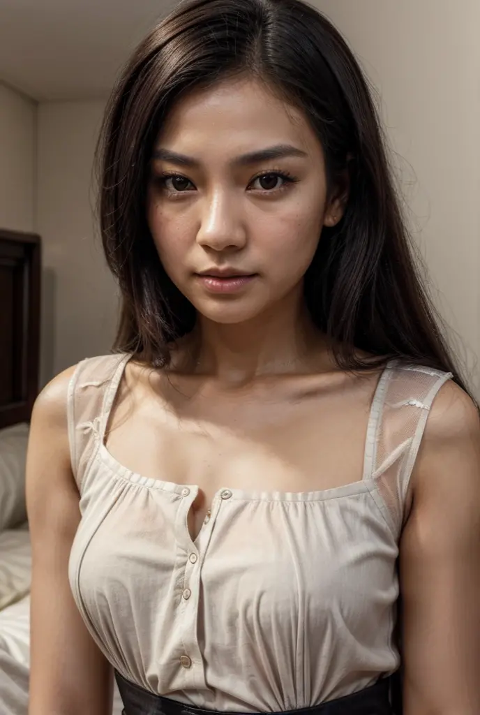[[((young attractive Singaporean woman with strong Chinese Asian influence, a brown tanned complexion, long straight dark black hair, striking almond-shaped dark brown eyes, and a  frame:1.6)), ((Sophie Tan:1.5)), standing against a plain white background in a close-up, shoulders-and-above shot. She is wearing ((a professional, plain-colored blouse or top appropriate for a passport or ID photo:1.4)). Her hair is styled neatly, framing her face. She has a neutral expression suitable for a passport or ID photo. The focus is on capturing extreme human-like details, including skin texture, hair strands, and eye clarity. The scene is captured with a ((full-frame DSLR:1.4)) using a ((85mm prime lens:1.4)) to keep Sophie in sharp focus. Professional studio lighting enhances her natural features and adds depth to the image. Post-production ensures a clean, polished look with enhanced natural colors. The image should be in ((8K resolution:1.5)) with ((hyper-realistic detail:1.6)). The focus is entirely on Sophie's facial features and appropriate attire, capturing her essence perfectly in a passport/ID photo setting.]]