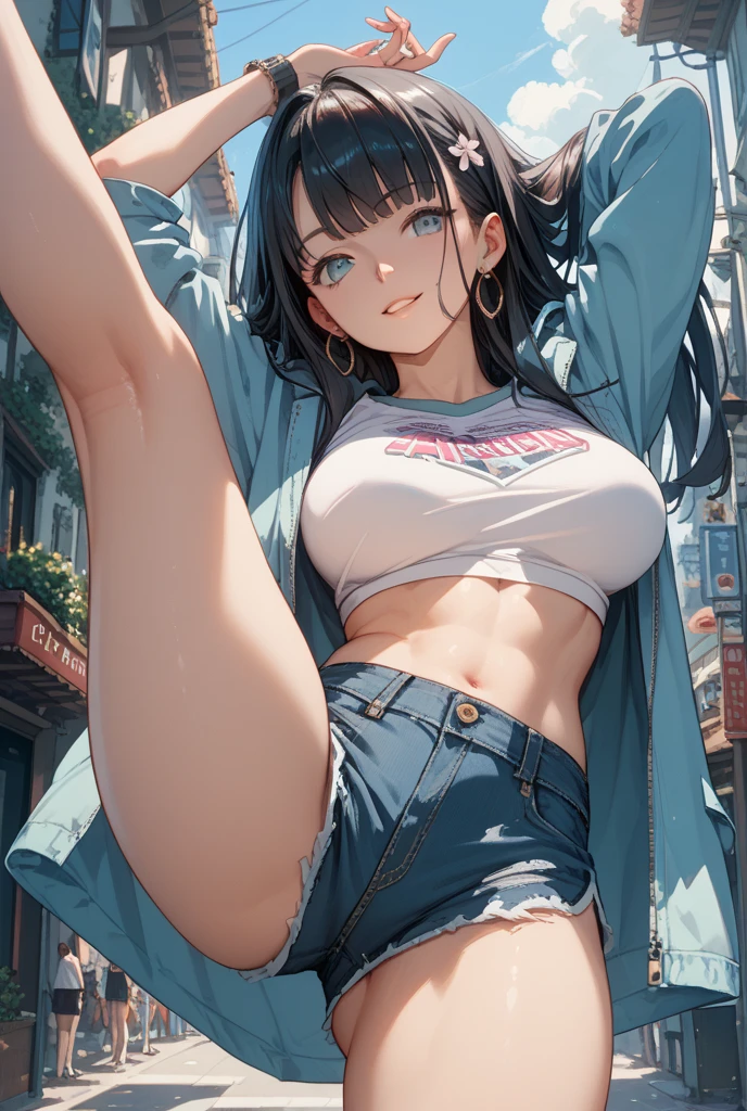 (((nsfw))), With the microphone, (((topless, Light blue micro bikini bra, nipslip, Underboob, ))), , cute, Sweat, (masterpiece, Highest quality, 8K ultra-high resolution:1.4), Pokemon Riko, (City, 台Wind, 非常に強いWind: 1.4), Written boundary depth, Focus of the film, From a dramatic angle, Emotional composition, Emotional engine full throttle BREAK Young and cute, Slender body, Flat Chest, Provocative, ((Embarrassed face)), Highly detailed glossy skin,Sweat, Shorts, Wet and shiny thighs, 完璧なPokemon Rikoトップブレイク
, Wind, detailed in the Wind, petals dancing in the Wind
BREAK
ultra detailed crystal eyes, Eyes like shining jewels