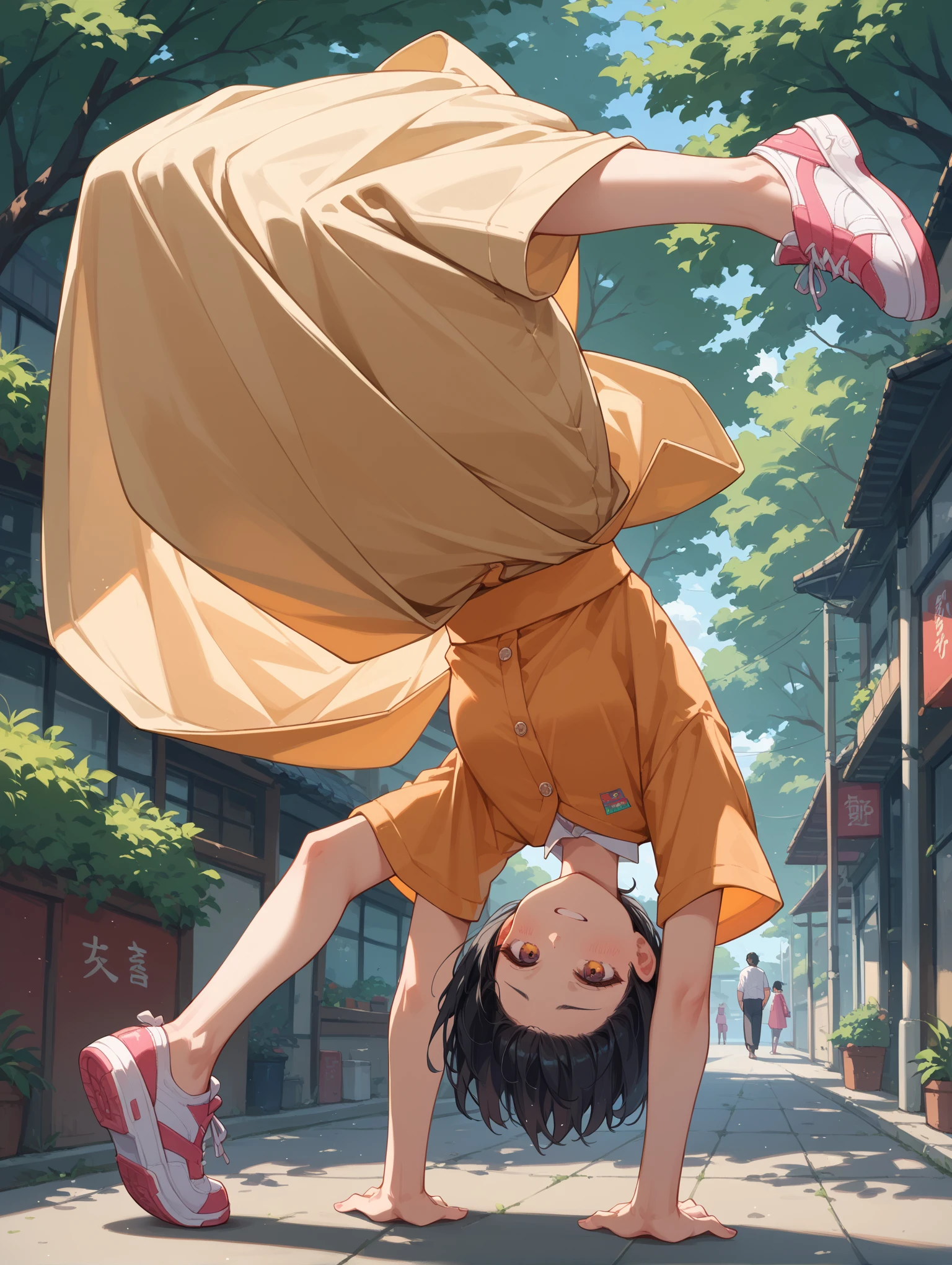 masterpiece, best quality, shiteyan'yo, twintails, hakurei reimu, hair ribbon, black hair, <lora:shiteyanyo-07:0.9>