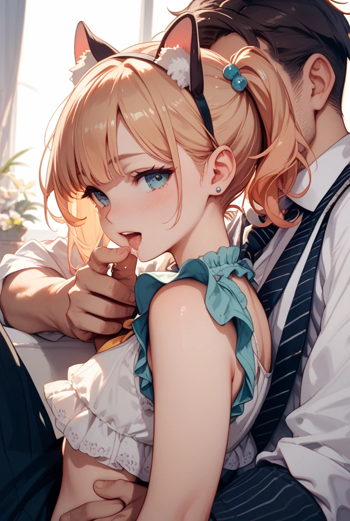(masterpiece, best quality), 1girl, pkmnserena, 1girl, solo, blue eyes, blonde hair, short hair, bangs, hat, grey headwear,, black shirt, turtleneck, sleeveless, red skirt, pleated skirt, black thighhighs, , oral sex, pe in m hard cock in mouth, m on face, cum ce, cumshot on e, facefuck, oat, cum on face, sperm on atpie