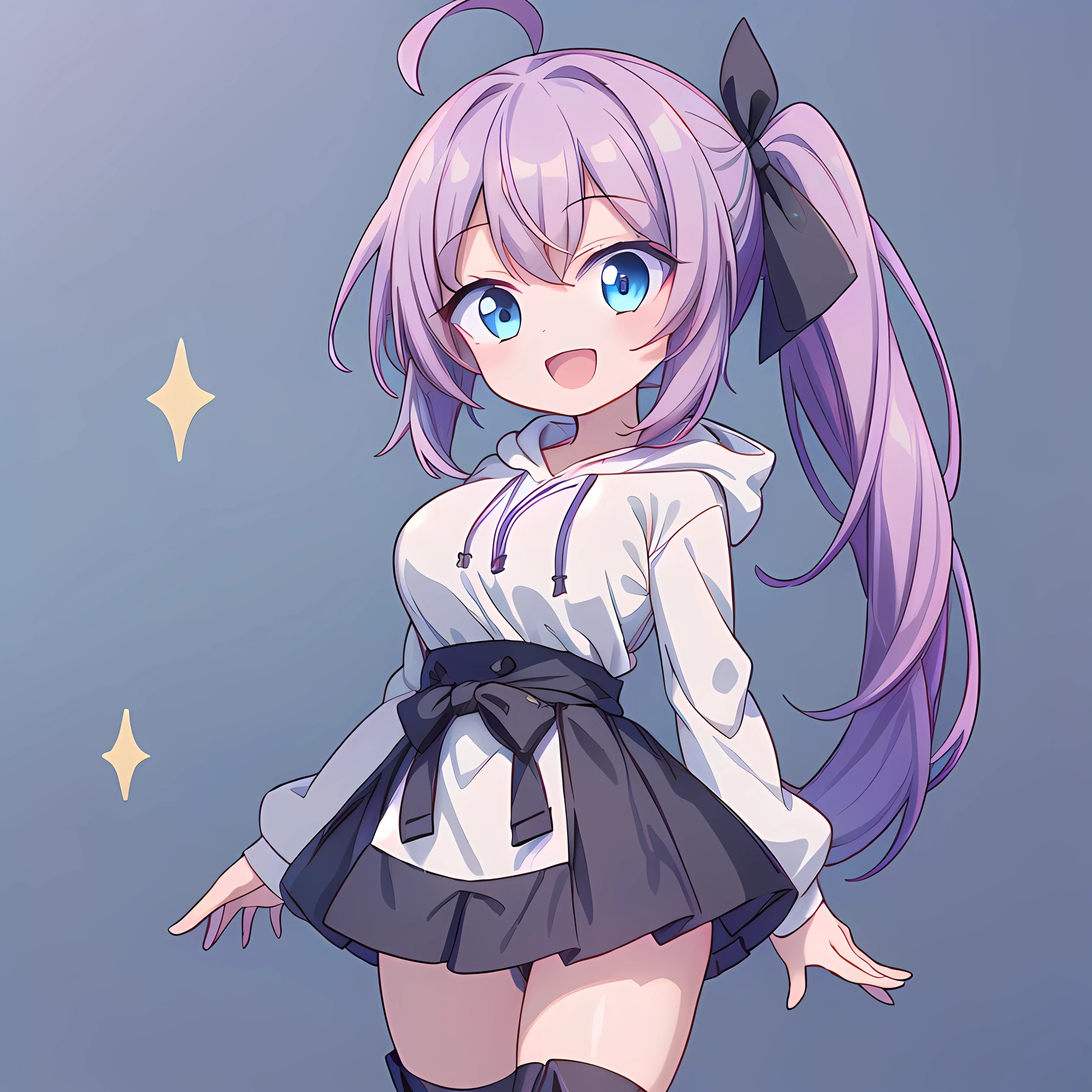 a picture of this is a drawing of a girl dressed up like a demon, 1girl, solo, backpack, la+ darknesss, virtual youtuber, long hair, horns, thighhighs, swimsuit, white one-piece swimsuit, one-piece swimsuit, streaked hair, blush, pointy ears, covered navel, bag, randoseru, holding strap, grey hair, ahoge, yellow eyes, white thighhighs, multicolored hair, looking at viewer, very long hair, black choker, choker, purple hair, white background