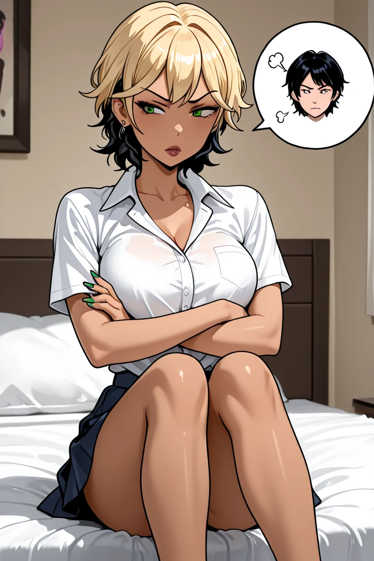 my fingers pulls my nipples,erect nipples, ((black shirt:1.6))