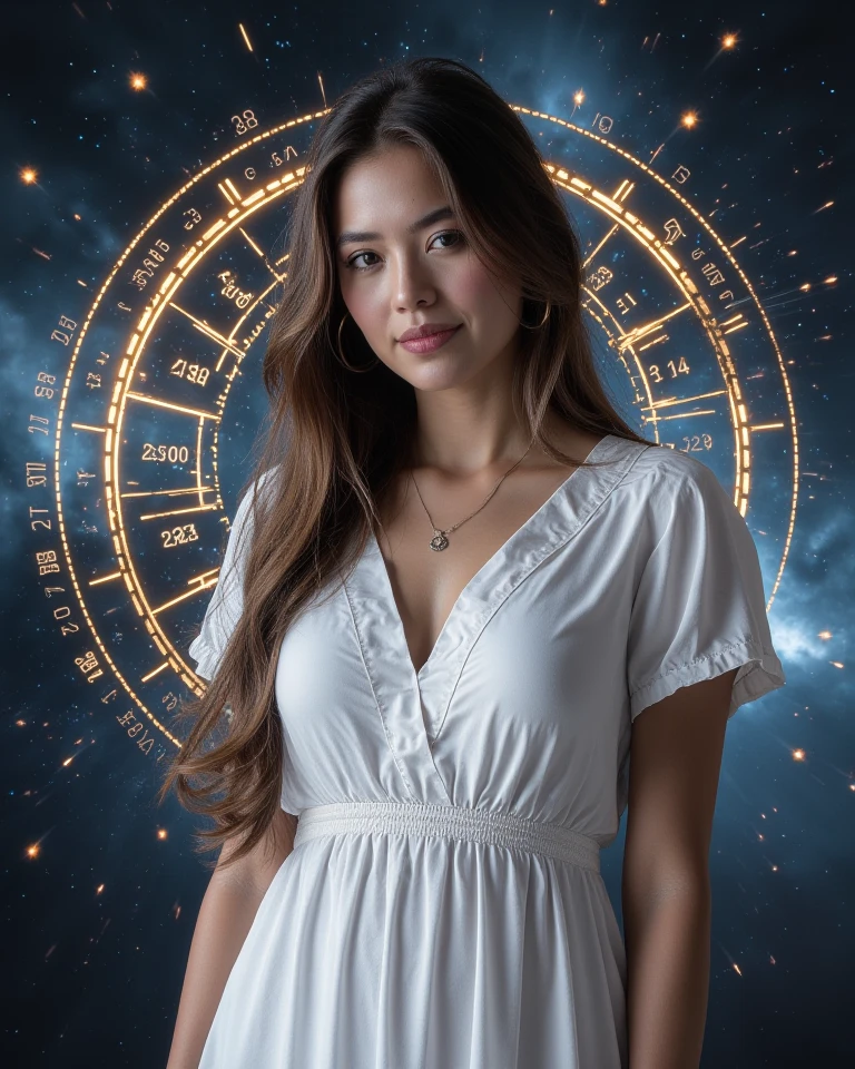 amazing young woman at moon day
